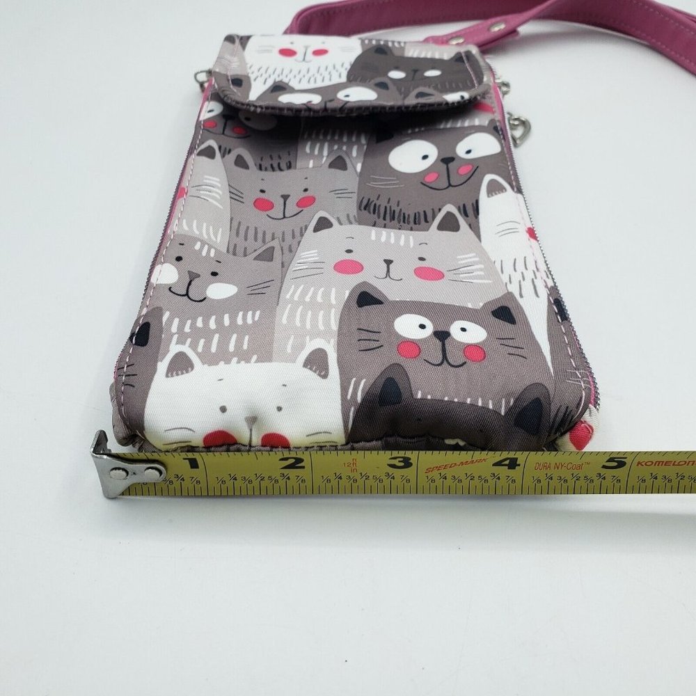 Pusheen Cats Cross Body Bag Phone Pouch Case Grey Pink Silver 9 in x 5 in - Picture 10 of 11